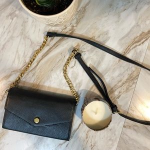 Black Leather Crossbody/Clutch